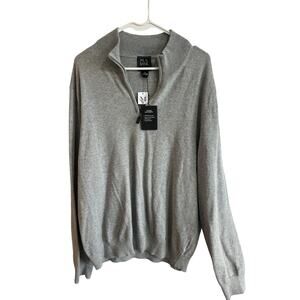 Jos. A. Bank NWT Traveler Pima Cotton Sweater Quarter Zip Sz XXL GRAY